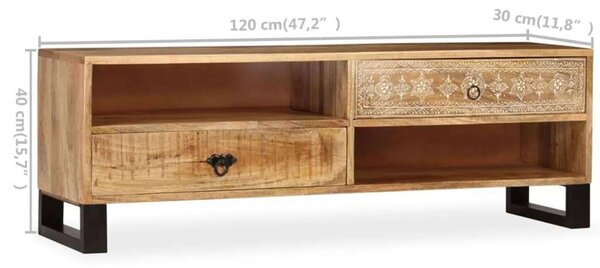 VidaXL tömör mangófa TV-szekrény 120 x 30 x 40 cm