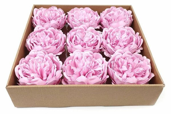 Szappanvirág peonia fejek dobozban - rózsaszín