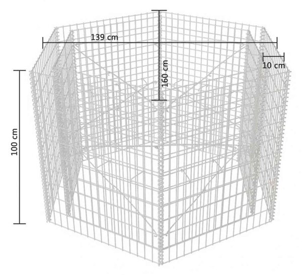 VidaXL Hatszögletű Gabion Magaságyás - 160x140x100 cm