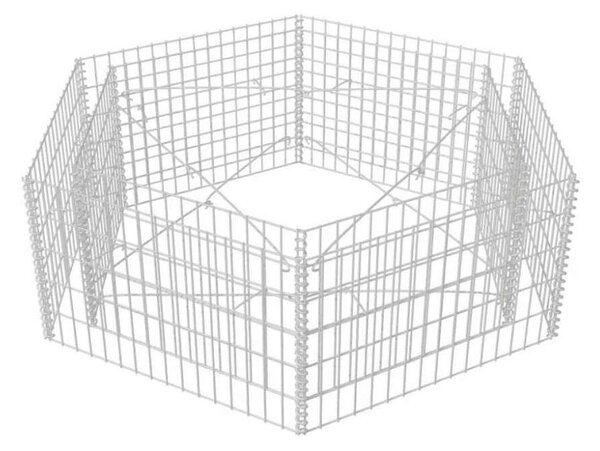 VidaXL Hatszögletű Gabion Magaságyás - 160x140x50 cm