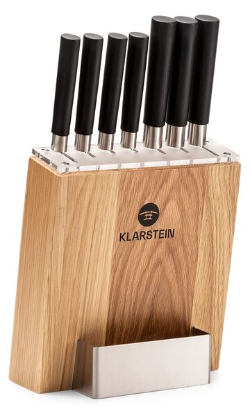 Klarstein Kitano, 8 darabos késkészlet tömbbel, 7 késsel, acél, luxus fa blokk