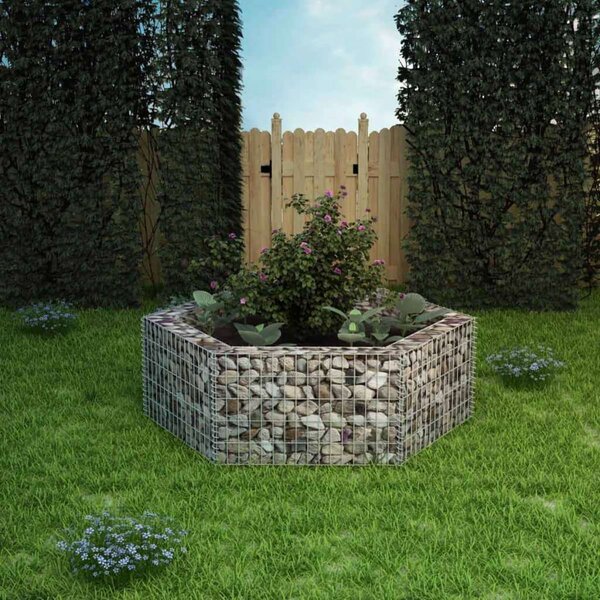 VidaXL Hatszögletű Gabion Magaságyás - 160x140x50 cm