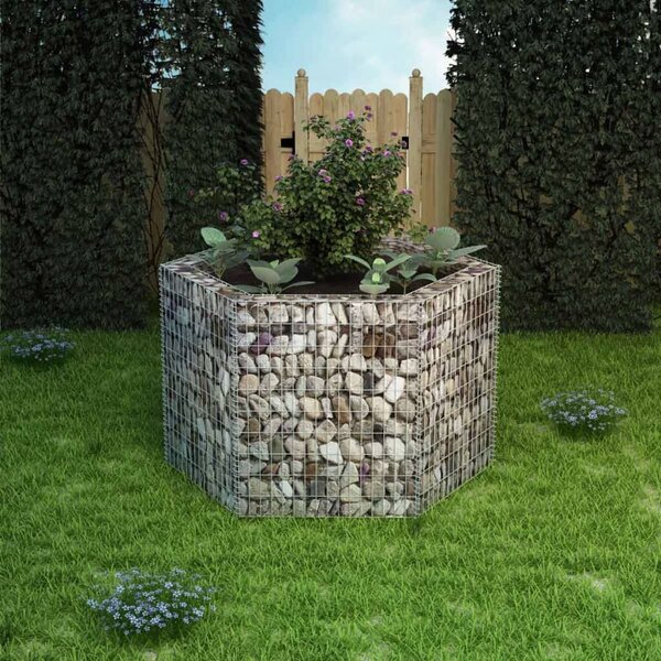 VidaXL Hatszögletű Gabion Magaságyás - 160x140x100 cm
