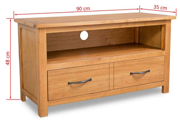 VidaXL tömör tölgyfa TV szekrény 90 x 35 x 48 cm