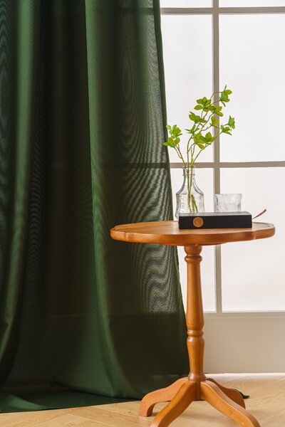 OXFORD LIGHT sötétzöld függöny 140x250 cm Felfüggesztés: Hullámos sínszalag
