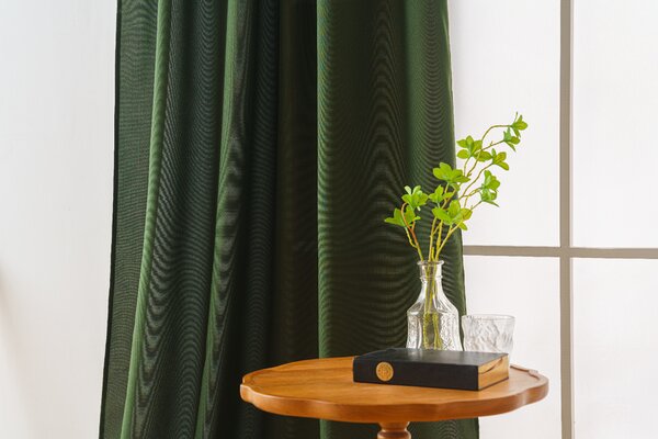 OXFORD LIGHT sötétzöld függöny 140x250 cm Felfüggesztés: Hullámos sínszalag