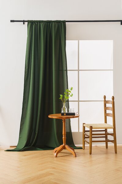 OXFORD LIGHT sötétzöld függöny 140x250 cm Felfüggesztés: Hullámos sínszalag