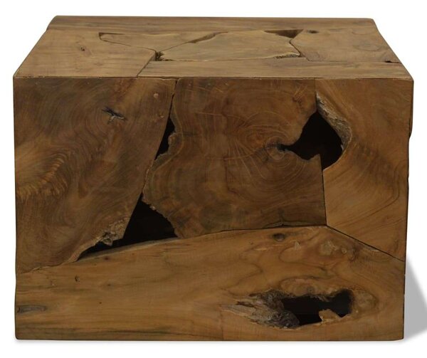 Teakfa Dohányzóasztal - Rusztikus - 50x50x35 cm