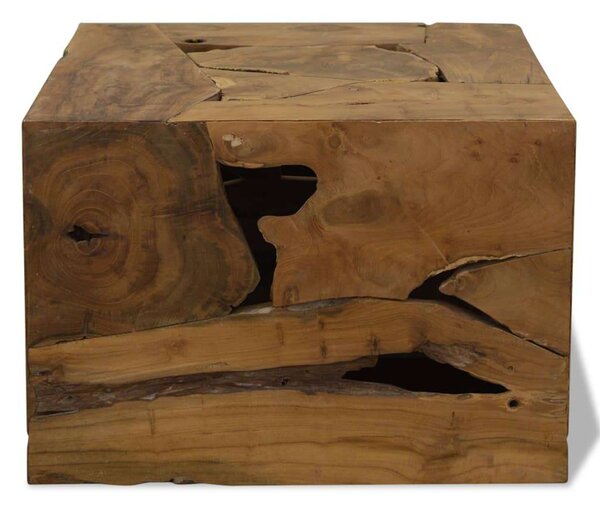 Teakfa Dohányzóasztal - Rusztikus - 50x50x35 cm