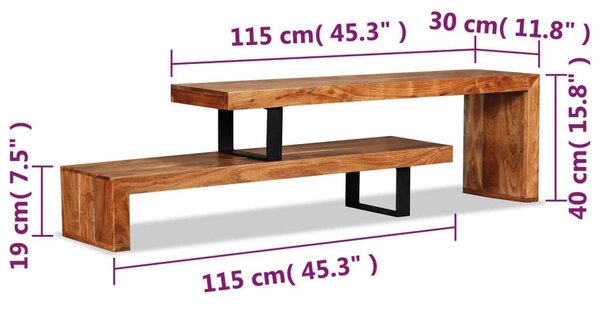 VidaXL Akácfa TV Állvány - 115cm