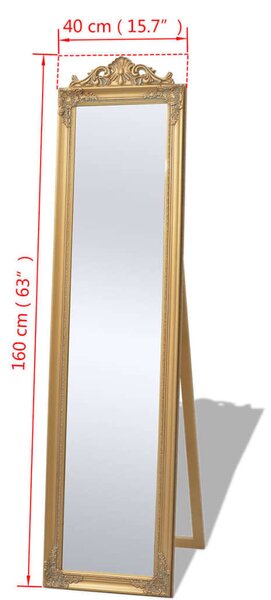 Barokk Stílusú Egész Alakos Tükör - Arany - 160x40 cm