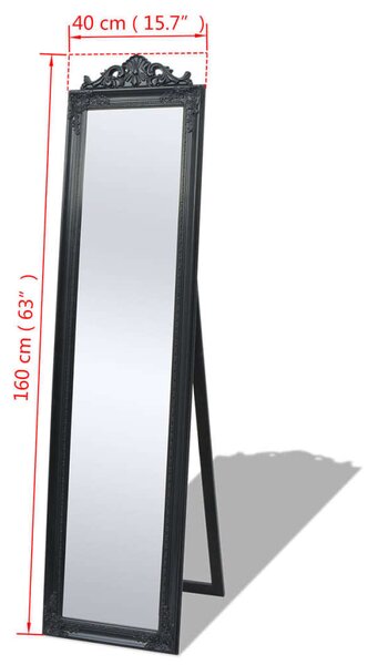 Barokk Állótükör - Fekete - 160x40 cm