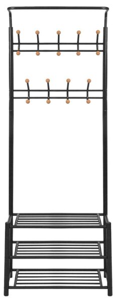 VidaXL Fekete ruhaállvány cipőtárolóval 68x32x182,5 cm
