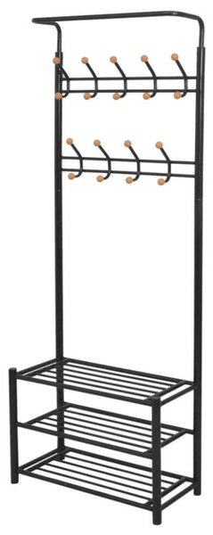 VidaXL Fekete ruhaállvány cipőtárolóval 68x32x182,5 cm