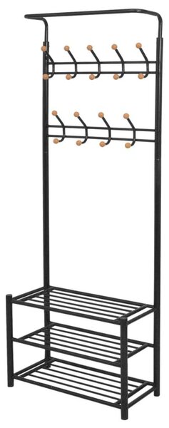 VidaXL Fekete ruhaállvány cipőtárolóval 68x32x182,5 cm