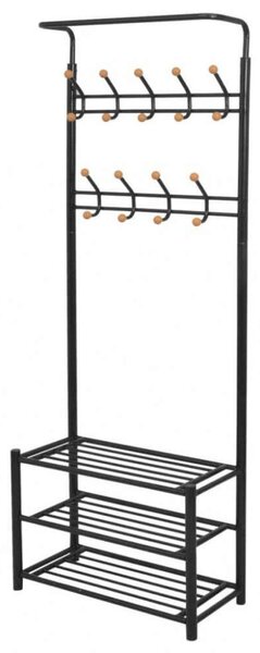 VidaXL Fekete ruhaállvány cipőtárolóval 68x32x182,5 cm