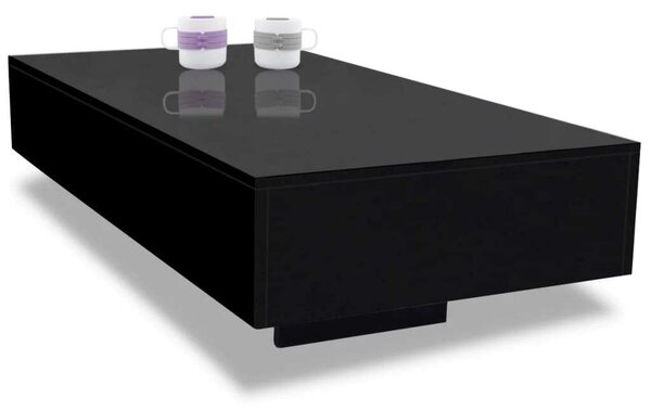 VidaXL Magasfényű Fekete Dohányzóasztal - 115x55x31 cm