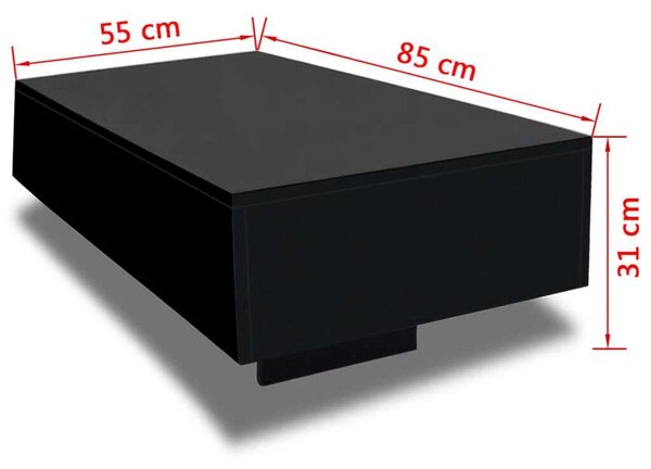 VidaXL Modern Dohányzóasztal - Fekete Magasfényű - 85x55x31 cm