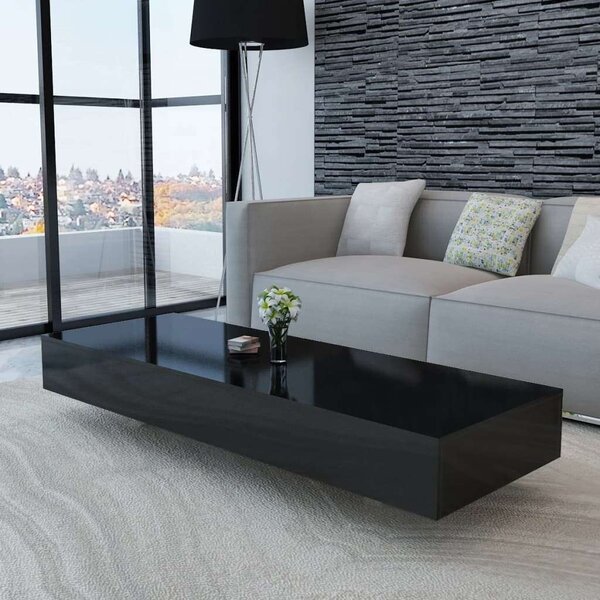 VidaXL Magasfényű Fekete Dohányzóasztal - 115x55x31 cm