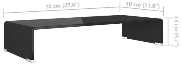 Üveg TV/Monitor Állvány - Fekete - 70x30x13 cm