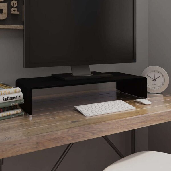 Üveg TV/Monitor Állvány - Fekete - 70x30x13 cm