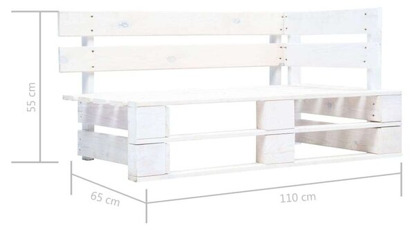 VidaXL Fehér Fa Raklap Sarokpad - 110x65x55 cm