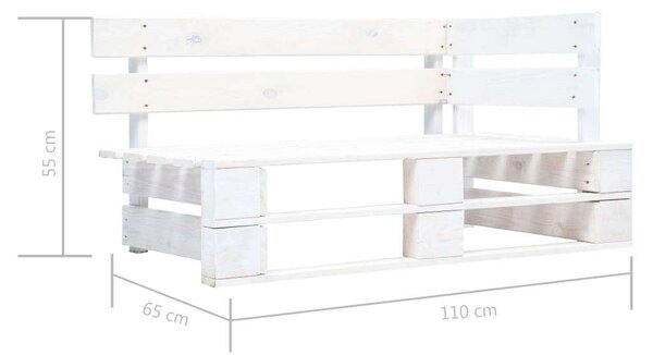 VidaXL Fehér Fa Raklap Sarokpad - 110x65x55 cm