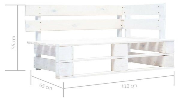 VidaXL Fehér Fa Raklap Sarokpad - 110x65x55 cm