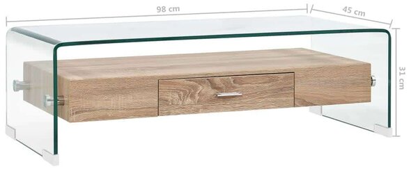 VidaXL átlátszó edzett üveg dohányzóasztal 98 x 45 x 31 cm