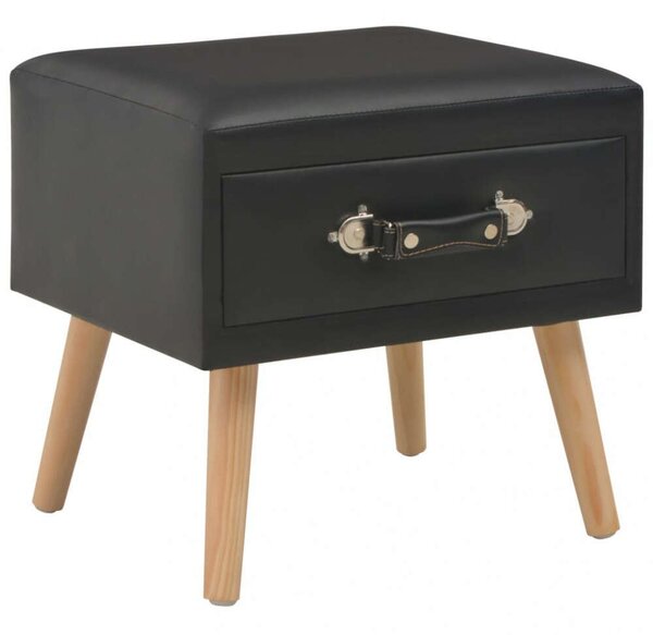 VidaXL Fekete Műbőr Éjjeliszekrény Szett - 2 db - 40x35x40 cm