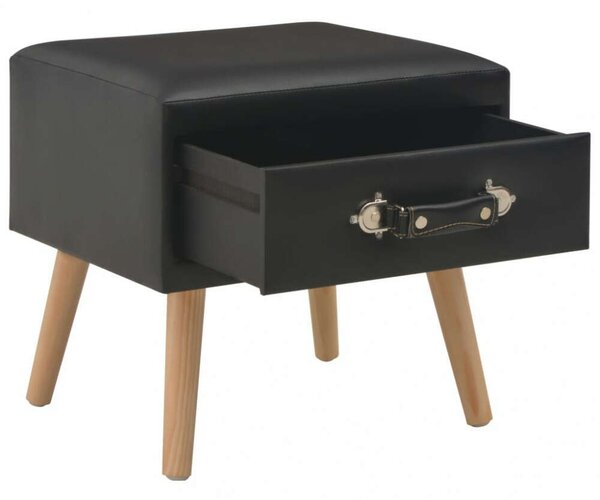 VidaXL Fekete Műbőr Éjjeliszekrény Szett - 2 db - 40x35x40 cm