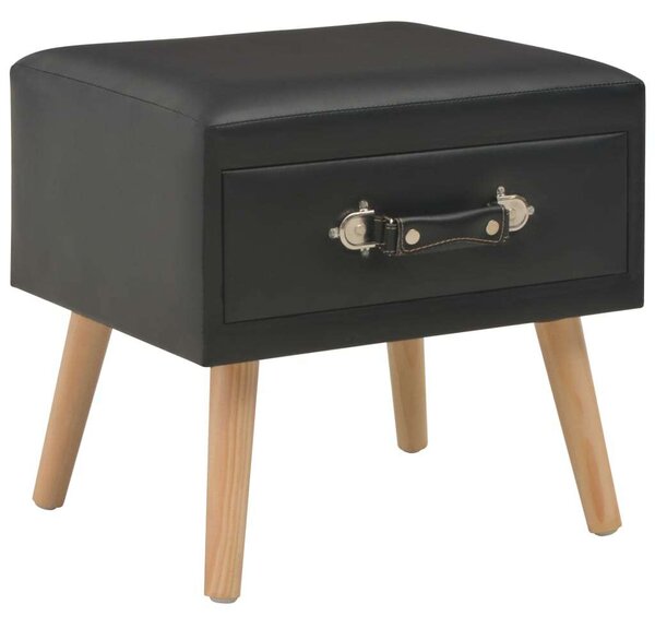 VidaXL Fekete Műbőr Éjjeliszekrény Szett - 2 db - 40x35x40 cm
