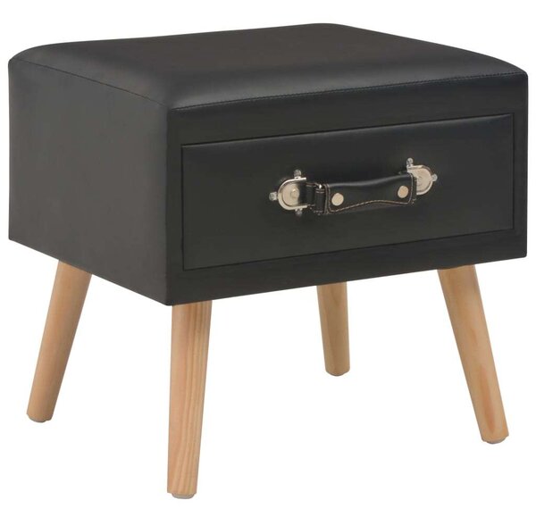 VidaXL Fekete Műbőr Éjjeliszekrény Szett - 2 db - 40x35x40 cm