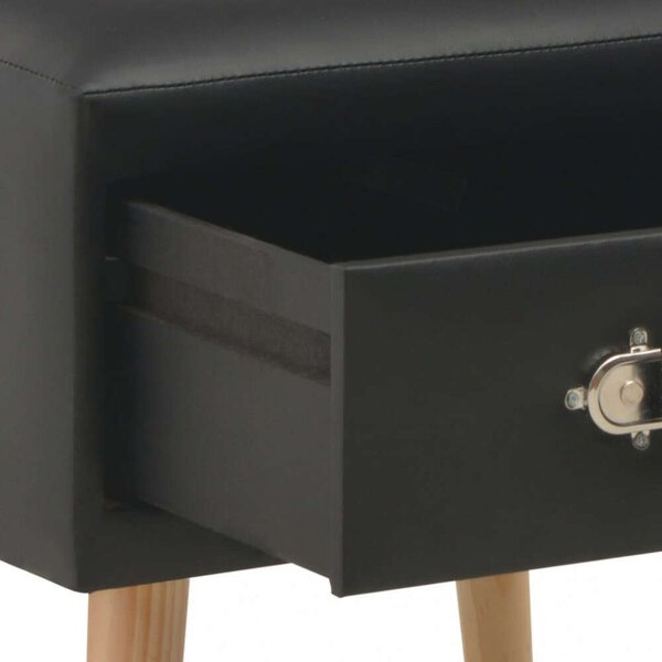 VidaXL Fekete Műbőr Éjjeliszekrény Szett - 2 db - 40x35x40 cm