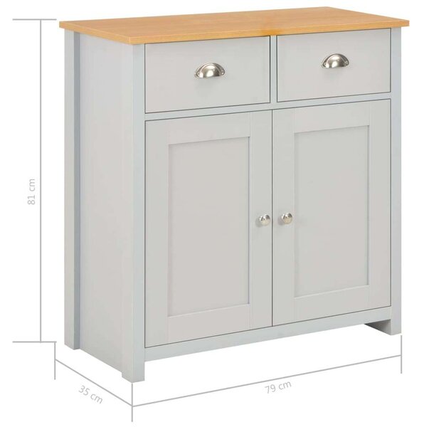 VidaXL Komód - Szürke Fa - 79x35x81 cm