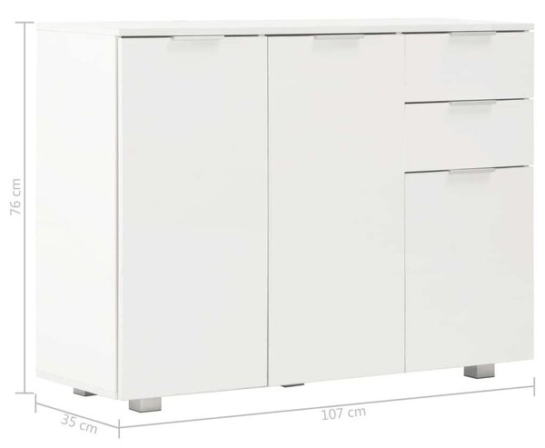VidaXL Tálalószekrény - Fehér Magasfényű - 107x35x80,5 cm