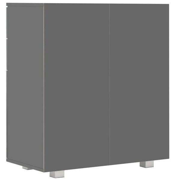 VidaXL Tálalószekrény - Magasfényű Szürke - 71x35x80 cm
