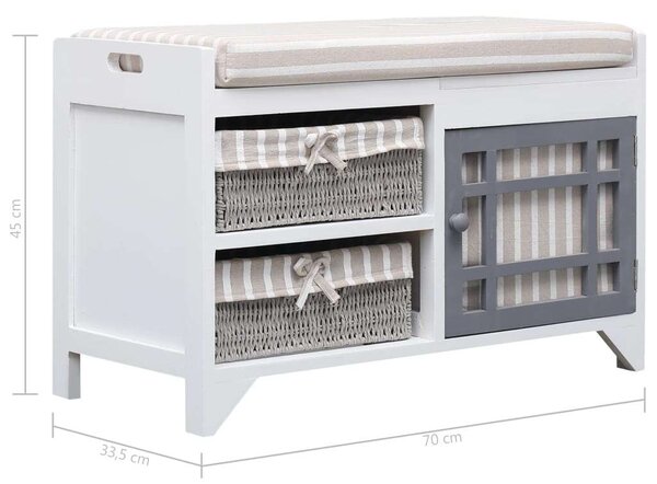 VidaXL Előszoba Pad - Császárfa - 70x33,5x45 cm