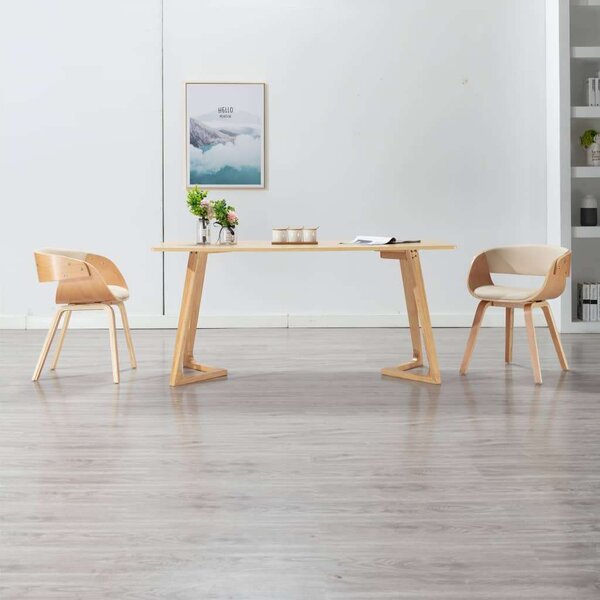 VidaXL Krémszínű Fa és Műbőr Étkezőszék (2 db)