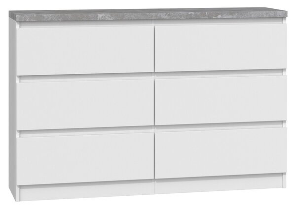 Drohmo M6 120 B22 MIX fiókos szekrény, fehér- beton