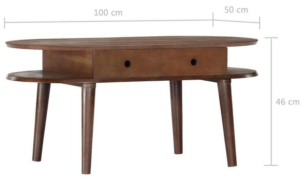 VidaXL tömör akácfa dohányzóasztal 100 x 50 x 46 cm