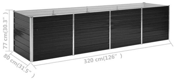 VidaXL Fém Magaságyás - Antracitszürke - 320x80x77cm
