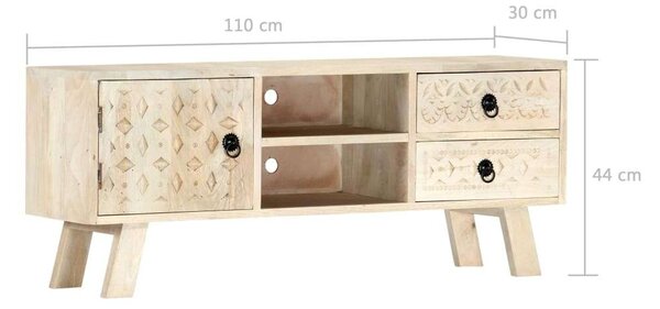 VidaXL tömör mangófa TV-szekrény 110 x 30 x 44 cm