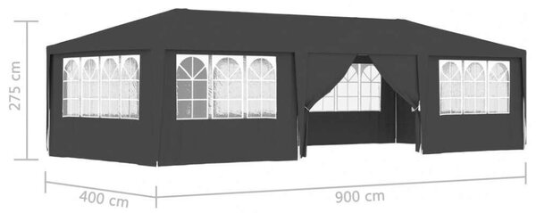 VidaXL Rendezvénysátor - 4x9m - Antracitszürke