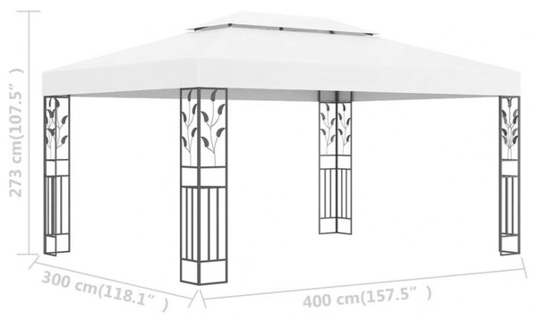 VidaXL Kerti Pavilon - Dupla Tető - 3x4m - Fehér
