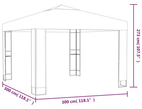 VidaXL Kerti Pavilon - Dupla Tető - 3x3m - Antracit Szürke