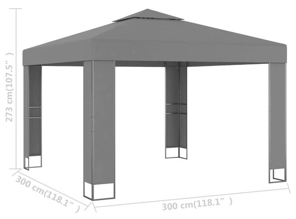 VidaXL Kerti Pavilon - Dupla Tető - 3x3m - Antracit Szürke