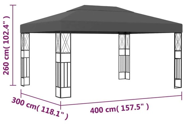 VidaXL antracitszürke szövet pavilon 3 x 4 m