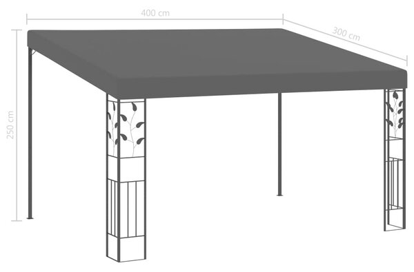 VidaXL antracitszürke falra szerelhető pavilon 4 x 3 x 2,5 m