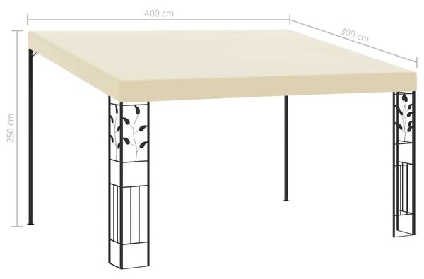 VidaXL Kerti Pavilon - Falra Szerelhető - 4x3m - Krémszínű